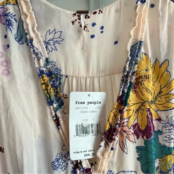 Free People - Tiered Tunic Top - Pink Floral - Size S - Picture 2 of 8